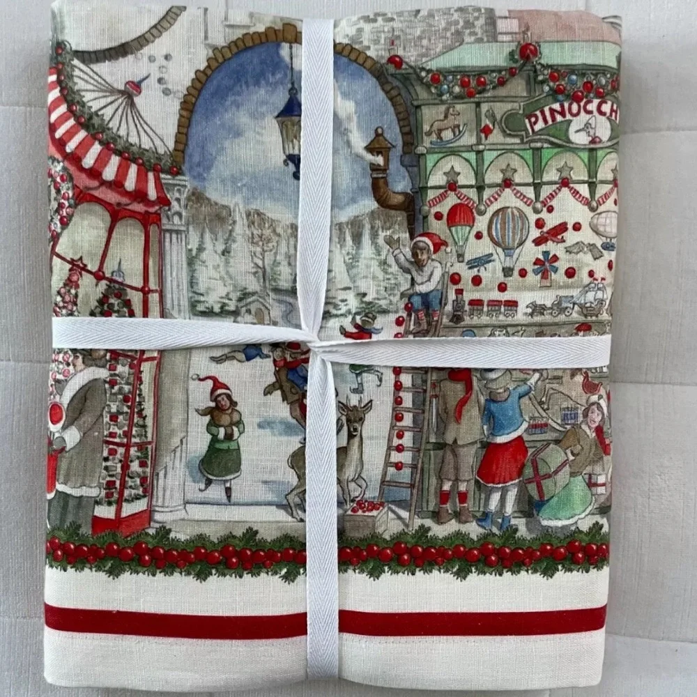Williams Sonoma Town Square Linen Tablecloth - napkins listed separately
